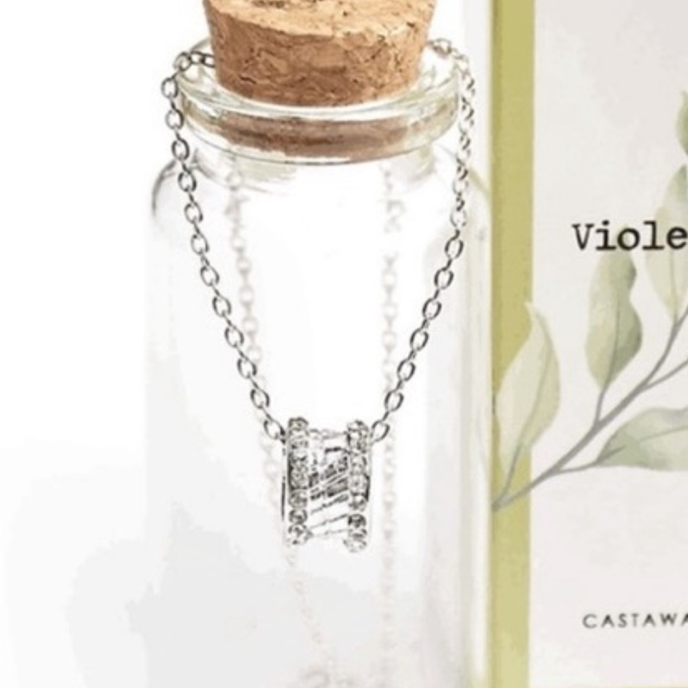 Violet Harper Castaway Silver Chain Necklace with Pendant message in a bottle